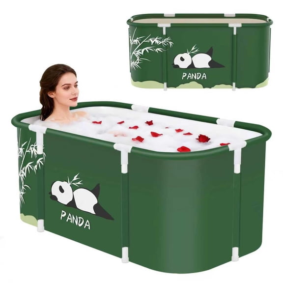 Portable Foldable Bathtub,Foldable Soaking Bathtub for Adults, Freestanding Bathtubs, Hot Bath Tub, Ice Bath, Family Bathroom SPA Tub (Panda)