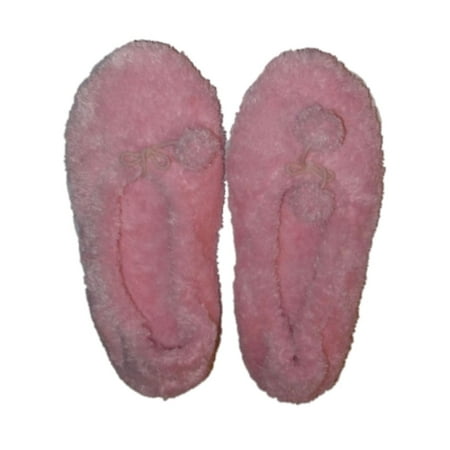 womens fuzzy faux fur ballet style house slippers small 5 6