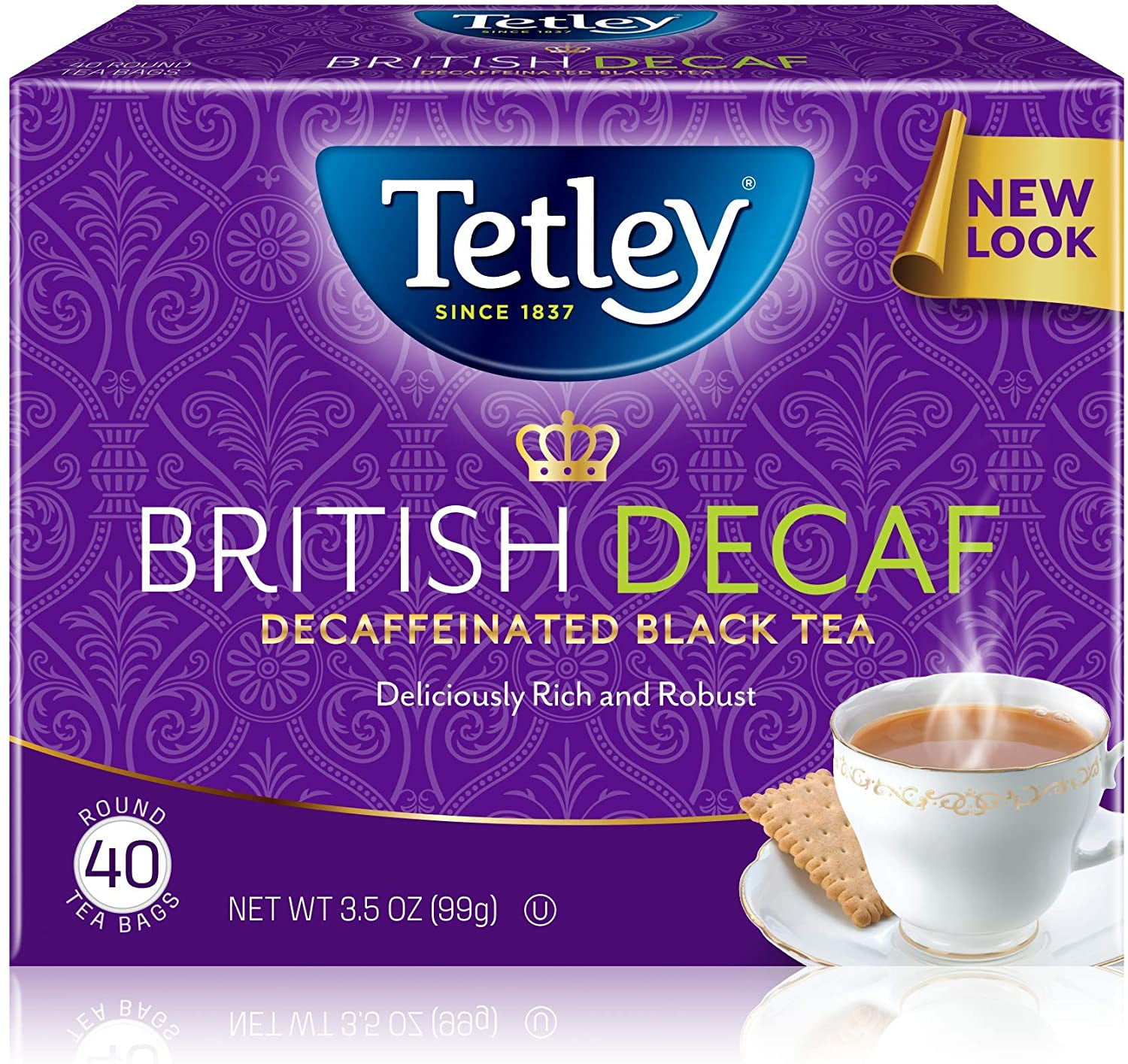 Tetley Premium Black Tea, Decaffeinated British Blend, 40 Tea Bags