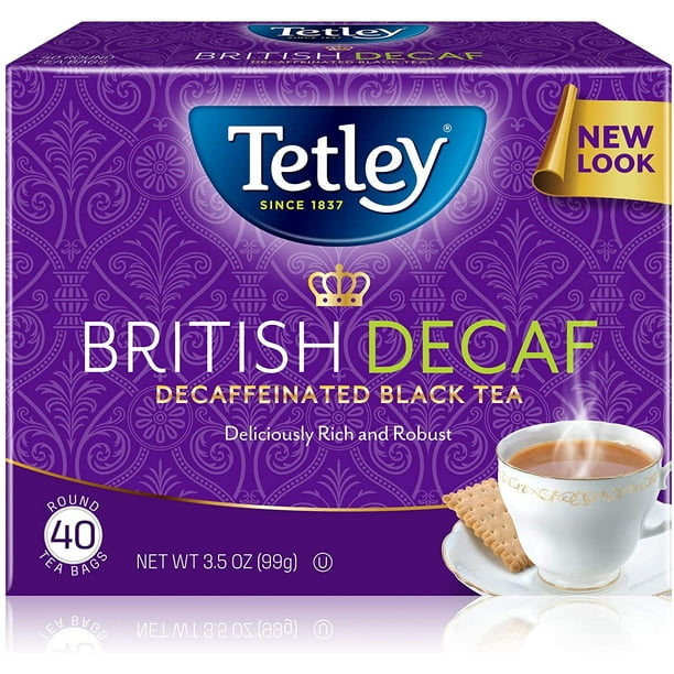 Tetley Premium Black Tea, Decaffeinated British Blend, 40 Tea Bags