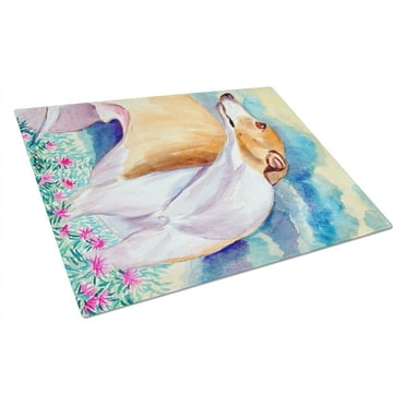 Caroline's Treasures Whippet Glass Cutting Board Large