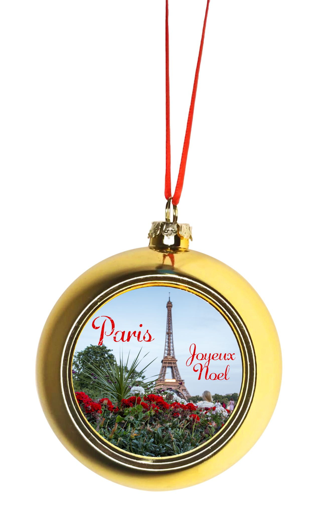 Eiffel Tower Paris Joyeux Noel Rose Garden France Bauble Christmas