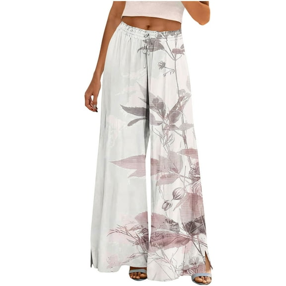 JSheng Womens Casual Wide Leg Pants New Women's Printed Sports Loose Casual Wide Leg Pocket Pants on Sale Multicolor S