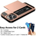 thumbnail image 4 of For iPhone 14 Pro Max Case Wallet Credit Card Holder ID Slot Sliding Door Hidden Pocket Women Anti-Scratch Dual Layer Hybrid Bumper Armor Protective Shell Cover 6.7 inch Rose Gold, 4 of 14