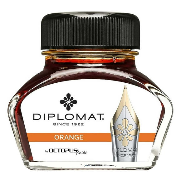 Diplomat D41001059 Bouteille Encre Lisse en Verre de Poulpe, Orange, 30ml