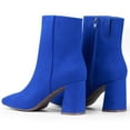 thumbnail image 4 of JORYA Women's Square Toe Chunky Heels Side Zipper Blue Ankle Boots, 4 of 8