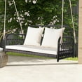thumbnail image 2 of Topbuy 880 LBS Wicker Hanging Porch Swing with Cushions 2-Person Outdoor Hanging Chair with Ropes Hanging Patio Swing Bench, 2 of 10