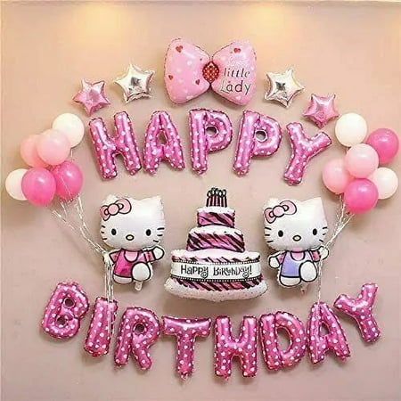 Hello Kitty Birthday Party Decorations Balloon Banner Cake Toppers Set
