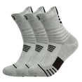 thumbnail image 2 of Domzle Basketball Socks Compression Cushion Thick Cycling Athletic Crew Sock Arch Support, Breathable Mesh, Seamless Toe, Sports Tab, Moisture Wicking, Running Sock for Men Women Gray, 2 of 4