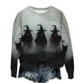 thumbnail image 3 of Womens Fleece Lined Sweatshirts Oversized Drop Shoulder Crewneck Sweat Shirts Loose Casual Halloween Graphic Sweater Coffee, L, 3 of 6