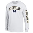 thumbnail image 2 of Men's Champion  White Michigan Wolverines Arch Over Logo 2-Hit Long Sleeve T-Shirt, 2 of 3