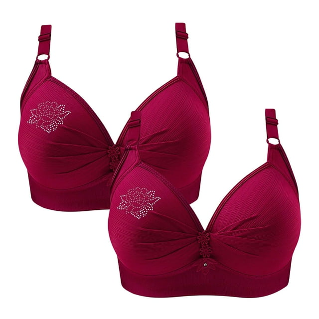 Timegard Wireless Bras for Women 2pc Ruched Full Support Adjustable Strap Comfy Daily Seniors Bras