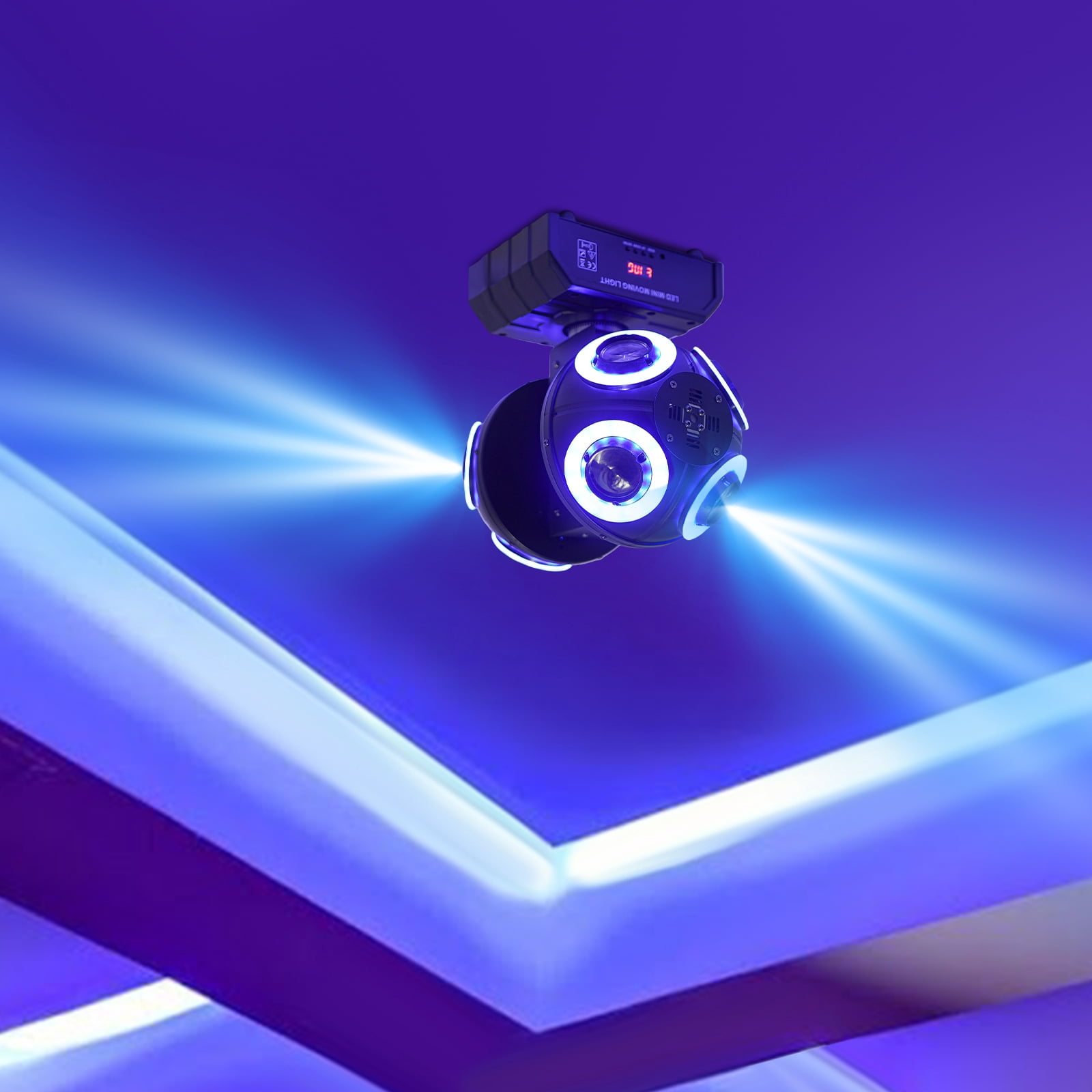 Wildnix High-Powered Stage Lights with DMX512, Voice Control, RGBW LED Beads, Laser Lights, 540° Horizontal Rotation, 360° Tilted Scanning for Stunning Visual Effects