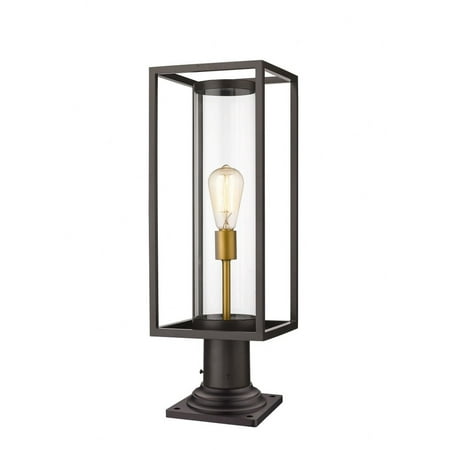 UPC: 0685659154832 | 1 Light Outdoor Pier Mount Lantern In Industrial Style 8 Inches Wide By 21.75 Inches High-Deep Bronze/Outdoor Brass Finish Z-Lite 584Phmr-533Pm-Dbz