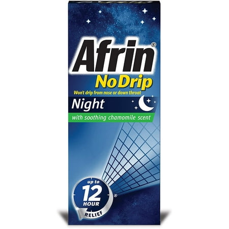(2 Pack) Afrin No Drip Night Pump Nasal Mist, Fast and Powerful Congestion Relief, Chamomile 0.51 Fl Oz