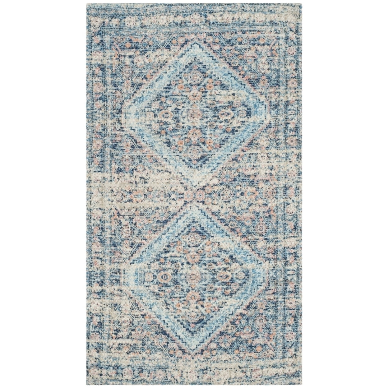 SAFAVIEH Saffron Ariana Vintage Cotton Area Rug, Blue/Turquoise, 4' x 6'