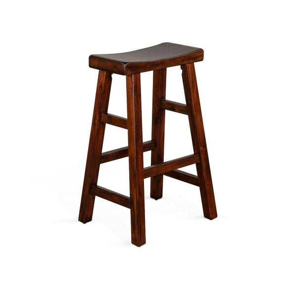 Sunny Designs 30" Saddle Seat Mahogany Wood Stool in Dark Chocolate (Set of 2)