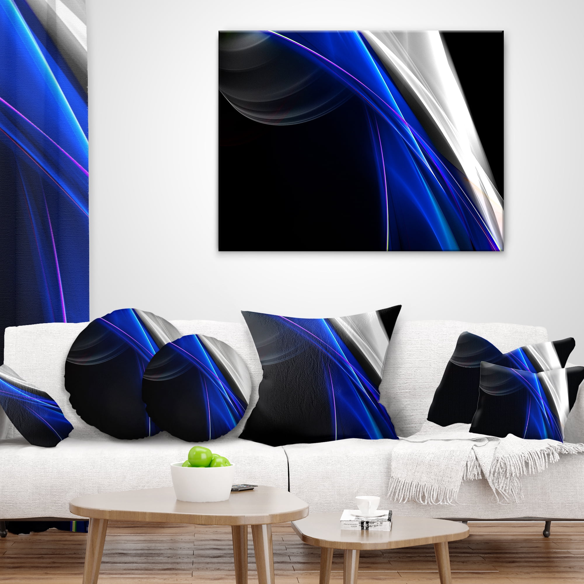 Designart Glittering Blue Pattern - Abstract Throw Pillow - 18x18