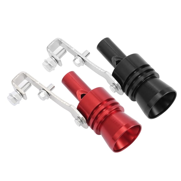 2pcs XL Size Aluminum Alloy Universal Turbo Sound Exhaust Muffler Pipe Whistle Roar Maker for Car Black Red