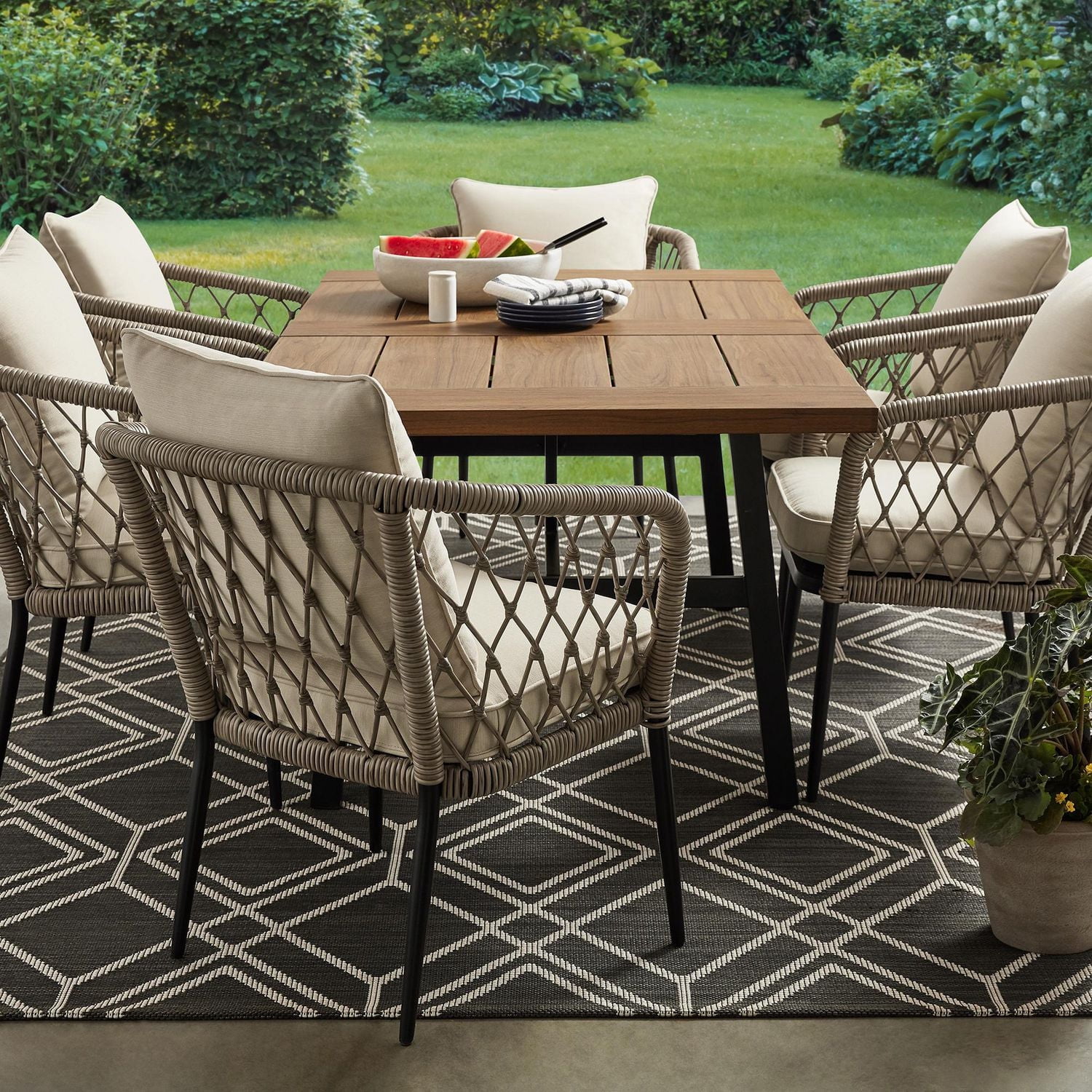 Better Homes & Gardens Kennedy Pointe Steel Patio Outdoor Dining Table, Brown
