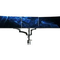VIVO Black Triple Monitor Mount, 2 Pneumatic Arms   1 Fixed, 3 Screens up to 32"