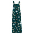 thumbnail image 4 of Resicozy Christmas Linen Jumpsuits for Women Adjustable Strap Xmas Print Romper Pajama Plus Size Pajamas Holiday Overalls Dark Green 2XL, 4 of 6