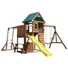 Swing-N-Slide Chesapeake Wooden Backyard Swing Set with Slide, Heavy Duty Swings, Climbing Wall, and Monkey Bars