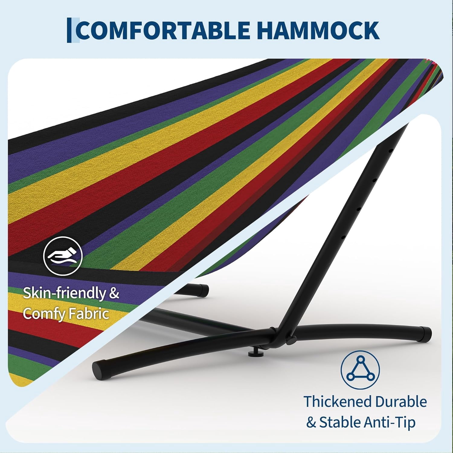 IdealHouse 2 Person Hammocks with Stand for Outside, Double Hammocks Portable Space Saving Heavy-Duty Steel Stand for Indoor Outdoor Patio with Carrying Bag, 450 lbs Capacity
