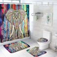 thumbnail image 1 of Set de decoración de baño, cortina de ducha con diseño de elefante con diseño de mandala colorido, 1 of 1