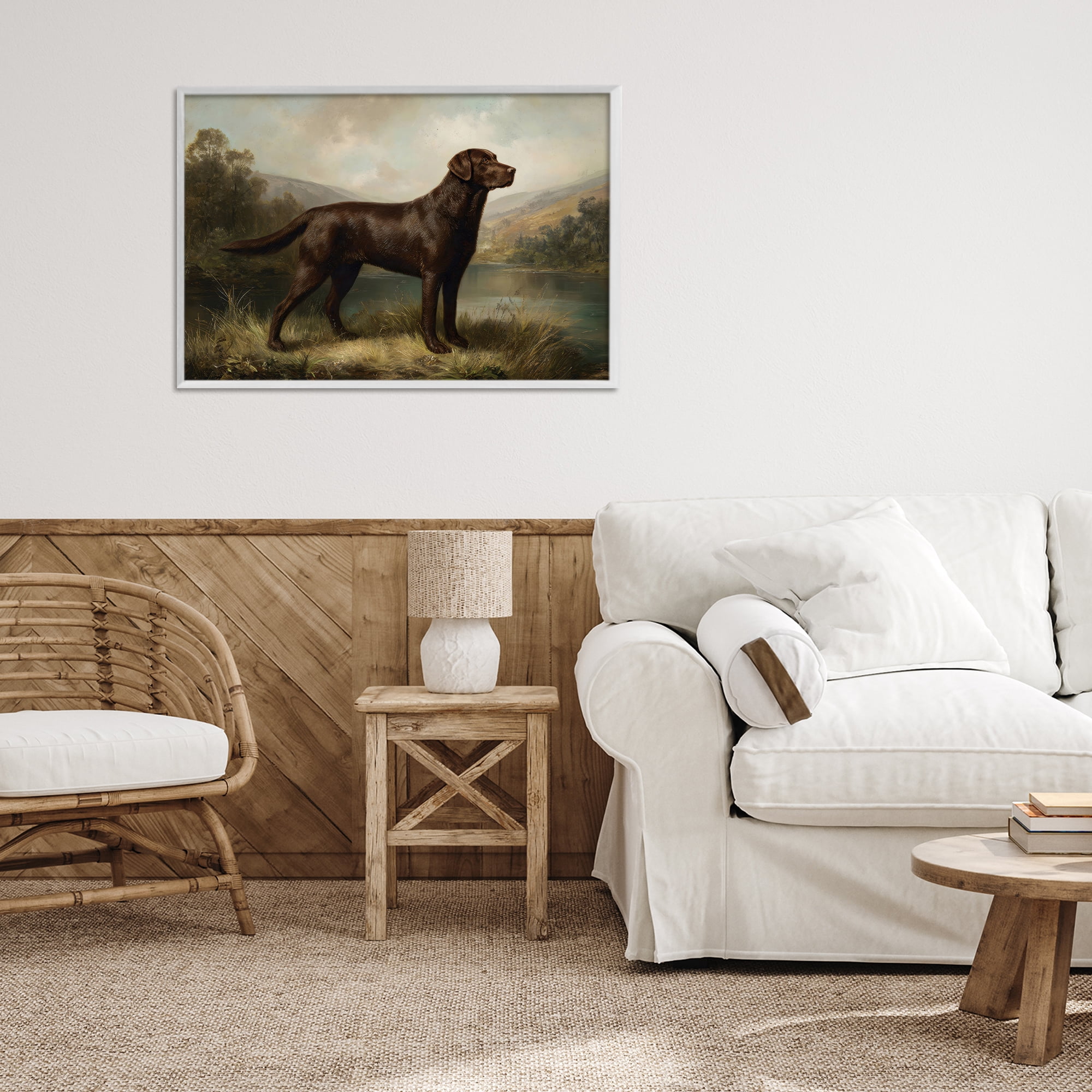 Stupell Industries On Alert Hunting Dog White Framed Giclee Art, design by Petal Prints Design