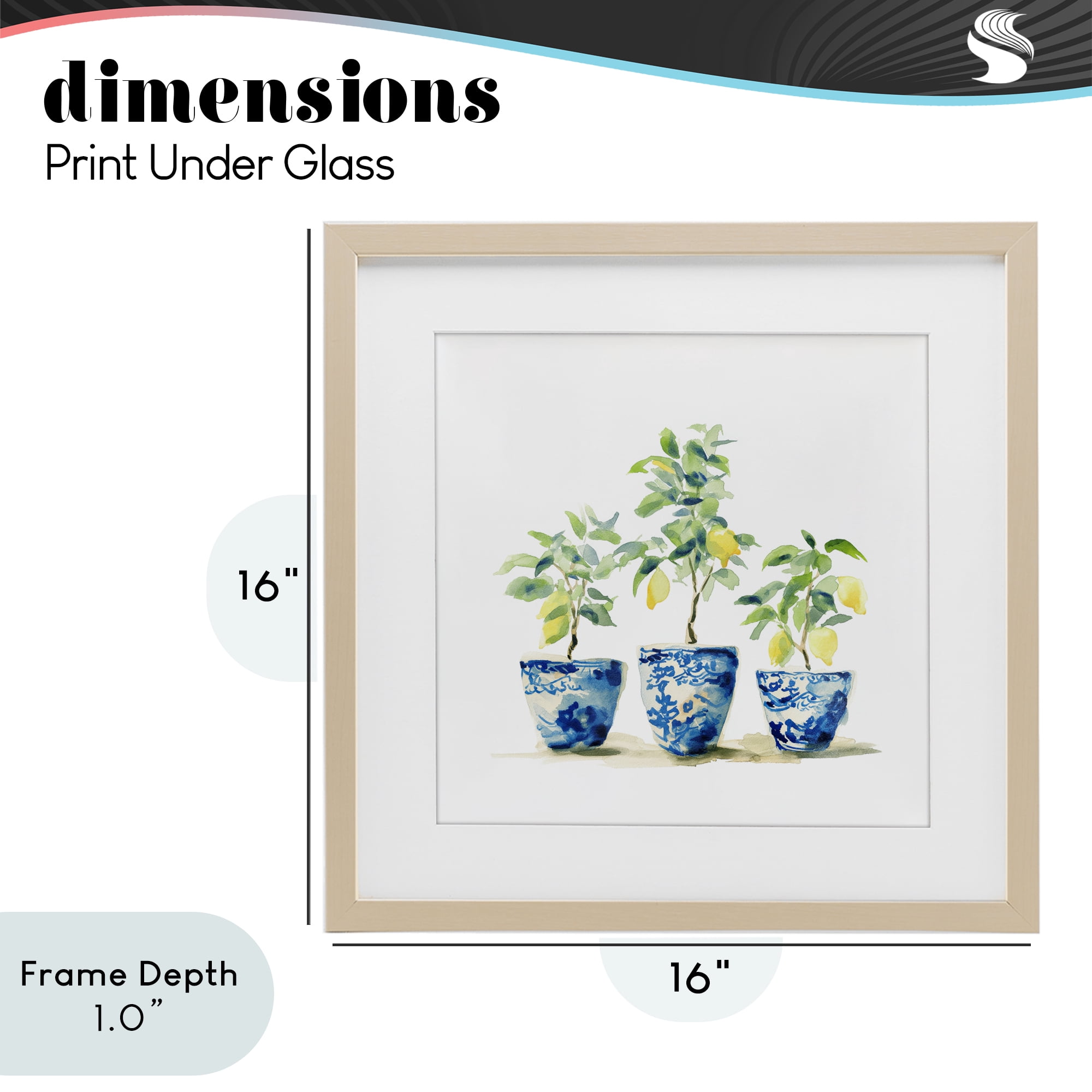 Stupell Industries Lemons In Blue Pots Birch Framed Print Under Glass, design by Svetlana Aleynikova
