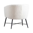 thumbnail image 3 of Ino 28 Inch Accent Chair, White Wool Like Fabric, Curved Back, Shelter Arms- Saltoro Sherpi, 3 of 5