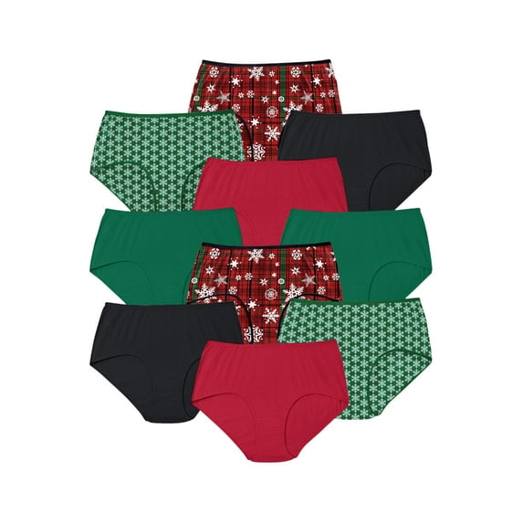 Comfort Choice Women's Plus Size 10-Pack Pure Cotton Full-Cut Brief Underwear