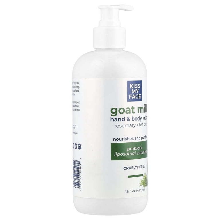 Kiss My Face Goat Milk Hand and Body Lotion, Rosemary Tea Tree, 16