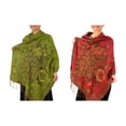 thumbnail image 5 of Floral Peacock Reversible Pashmina Wrap Shawl Scarf, 5 of 9