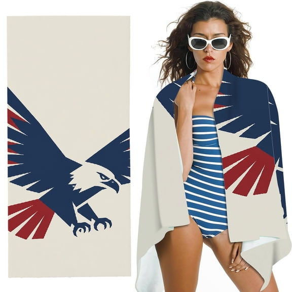 RKSupls Oversized Microfiber Beach Towel - Bold Eagle Geometric Design Print, Ultra-Soft Microfiber Ideal for Bathroom, beach , Soft Super Absorbent- 30x60 in