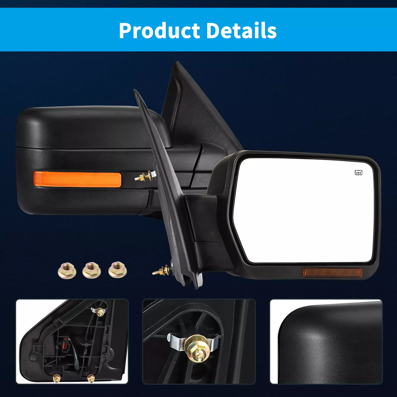 Ledkingdomus Passenger Side For 2007-2014 Ford F150 Power Heated Defrost LED Signal Tow Mirrors