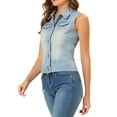 thumbnail image 3 of INSPIRE CHIC Gilet Veste Sans Manches en Denim Délavé à Boutons pour Femme avec Poches m Bleu Ciel, 3 of 5