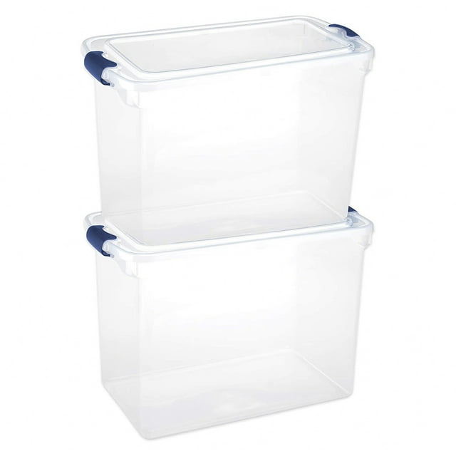 Homz Contenants de Rangement Empilables en Plastique Transparent Robustes de 112 Pintes, Lot de 2