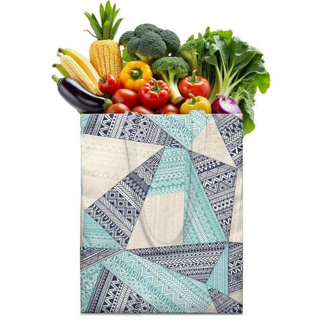Rustic Style Nordic Stripes Fabric Shopping Bag - Machine Washable Eco-Friendly Foldable Tote