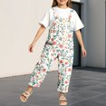 thumbnail image 2 of Ruyang Girls Jumpsuits Floral Print Wide Leg Loose Fit Adjustable Straps Rompers Summer Outdoor Lightweight Straight Overalls, 2 of 4