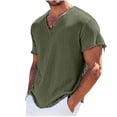 thumbnail image 3 of ShiShine Mens Short Sleeve V Neck Tshirts Loose Casual Breathable Summer Beach Tee Tops Lightweight Basic Clothes Shirts, 3 of 7