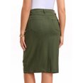 thumbnail image 4 of DARING DIVA Women's Jean Back Slit Stretch Below Knee Length Denim Skirts XL Army Green, 4 of 7