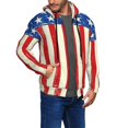 thumbnail image 2 of Wukai America Flags2 Print Men's Zip-Up Hoodie,Fleece Full-Zip Hoodie for Men, Hooded Sweatshirt-3X-Large, 2 of 5