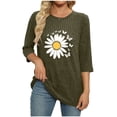 thumbnail image 2 of Maplenight T Shirts for Women Ribbed Knit 3/4 Sleeve Shirts Casual Crewneck Floral Graphic Tee Tops Fall Tunic Blouses, 2 of 5