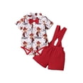 thumbnail image 1 of Kmbangi Baby Boys Clothes Set Collared Romper and Red Suspender Shorts, 1 of 9