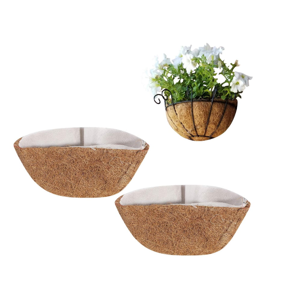 1, 13 inch Half Round Replacement Coco Liner for Hanging Basket Half Circle Coco Fiber Liners with Non-Woven Fabric Lining Coconut Fiber Planter Liner 