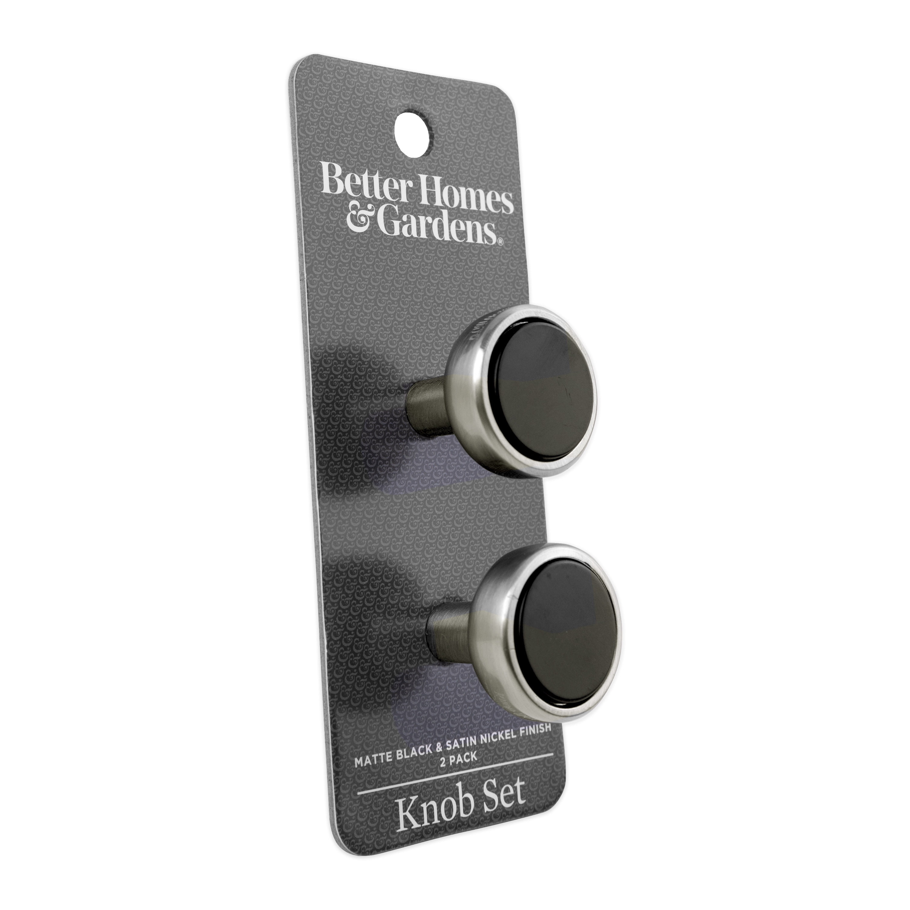 (2 pack) Better Homes & Gardens 2 Pack Matte Black & Satin Nickel Cabinet Knobs