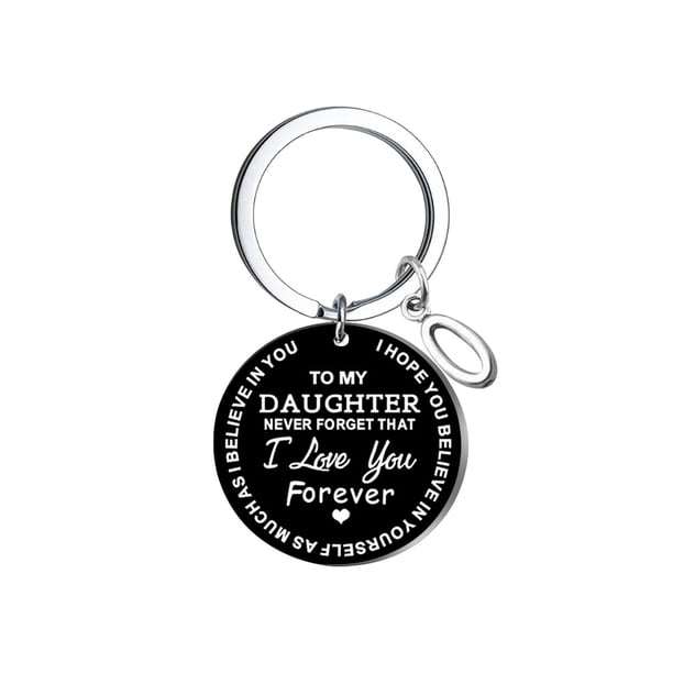 Llavero creativo DIY para mi hija, acero inoxidable negro, apellido, 26 letras, 2,5 cm Wmkox8yi sjalhkljlk3850
