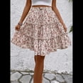 thumbnail image 4 of Falda de Mujer con Estampado Floral, Dobladillo con Volantes, Cintura Alta Elástica y Lazo Frontal. Lechoso L, 4 of 10
